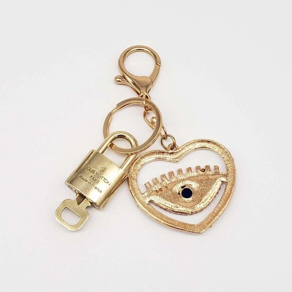 Authentic Louis Vuitton Lock & Key with unbranded Evil Eye Heart Bagcharm - Picture 4 of 8